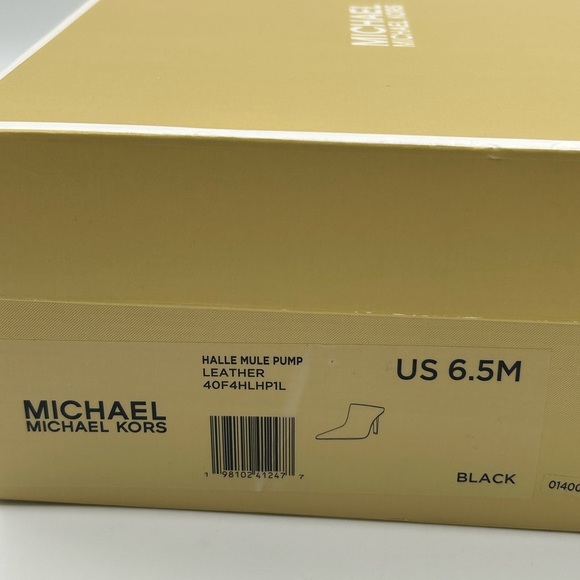 Michael Kors Halle Mule Pump Leather Black Pointed Toe Heels Size 6.5M NIB - Picture 11 of 12